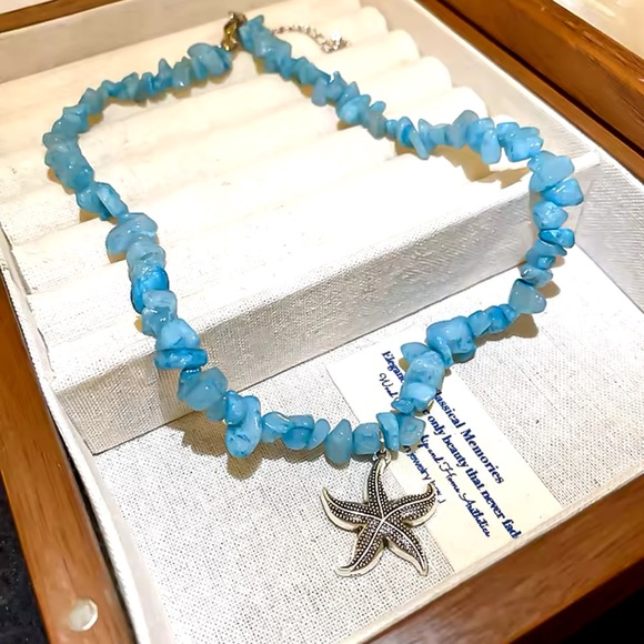 Bianca - Unisex Natural Stone Handmade Necklace With Starfish Pendant - Picture 9 of 10